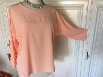 Blouse, mt.42/44, crêpe stof,zalmroze, 3/4mouw, NIEUW…!!!