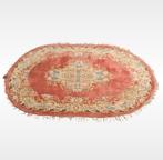 Handmade Aubusson pink roses ovaal tapijt wol 126x210cm, Huis en Inrichting, Stoffering | Tapijten en Kleden, Gebruikt, 100 tot 150 cm