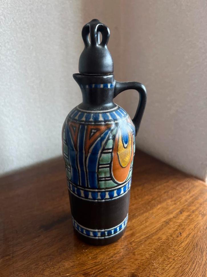 Gouds Plateel pzh plazuid Flesje met Kroonkurk dorien dorian, Antiek en Kunst, Antiek | Keramiek en Aardewerk, Ophalen of Verzenden