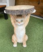 Schattig Kattenbeeld met Houten Tafelblad, Ophalen, Minder dan 55 cm, Rond, Zo goed als nieuw