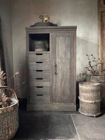 Halfhoge Opbergkast BRAM Driftwood beschikbaar voor biedingen
