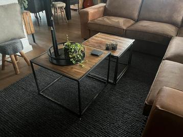 Salontafel Set Mangohout Industrieel - 3 stuks beschikbaar voor biedingen