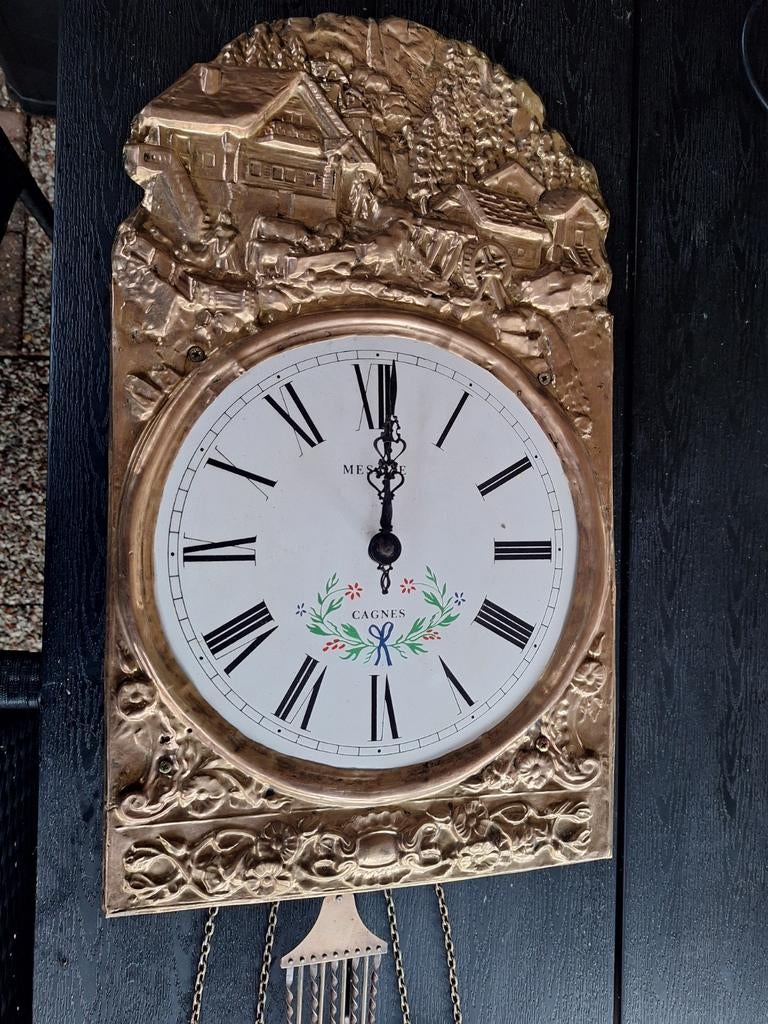 Antieke Comtoise klok - Messing front - ca. 1900, Antiek en Kunst, Antiek | Klokken, Ophalen of Verzenden