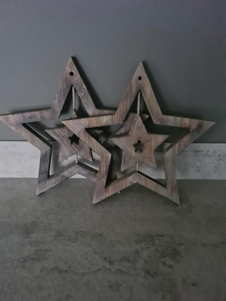 Houten stoere en sobere sterren Decoratie Set, Huis en Inrichting, Woonaccessoires | Wanddecoraties, Zo goed als nieuw, Ophalen of Verzenden