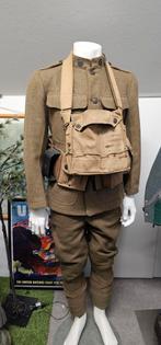 Ww1 US m1917 uniform met gasmasker, beide op naam., Verzamelen, Militaria | Algemeen, Ophalen of Verzenden, Landmacht, Amerika