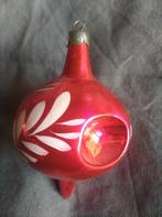 B361 oude Russische kerstbal roze met 3 deuken, Diversen, Kerst, Ophalen of Verzenden, Gebruikt