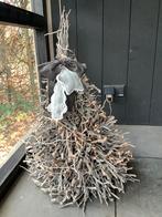 2 houten kerstboompjes, Huis en Inrichting, Woonaccessoires | Kransen, Ophalen, Zo goed als nieuw