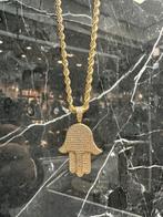 14k Gouden Rope Ketting met Hamsa Hanger, Ophalen of Verzenden, Nieuw, Goud, Met hanger