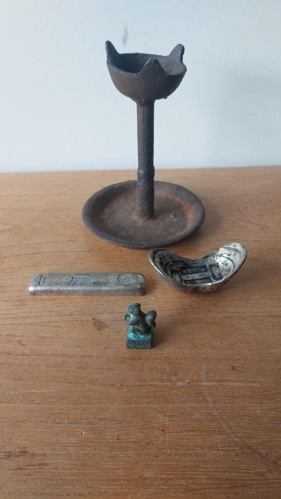 Antieke chinese bronzen stempel, waarde stukken en kandelaar, Antiek en Kunst, Kunst | Niet-Westerse kunst, Ophalen of Verzenden