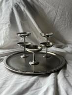 Vintage Franse RVS ijscoupes met inox dienblad Guy Degrenne, Huis en Inrichting, Keuken | Servies, Ophalen, Overige materialen