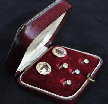 Antieke Franse Napoleon III zilver manchetknopen en knopen