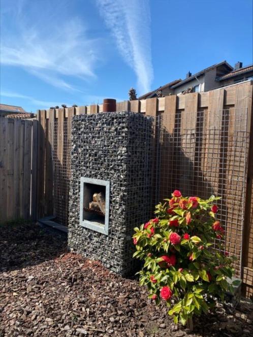 Schanskorf tuinhaard & BBQ inclusief zijhek & bloembakken, Tuin en Terras, Tuinhaarden, Gebruikt, Ophalen