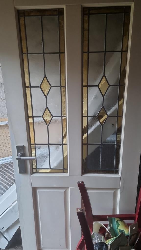 Glazen Binnendeur met Houten Frame, Gebruikt, Minder dan 80 cm, Binnendeur, Ophalen of Verzenden