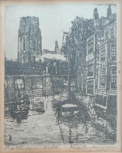 Marius Janssen Rotterdam Kolk, Antiek en Kunst, Kunst | Etsen en Gravures, Ophalen of Verzenden