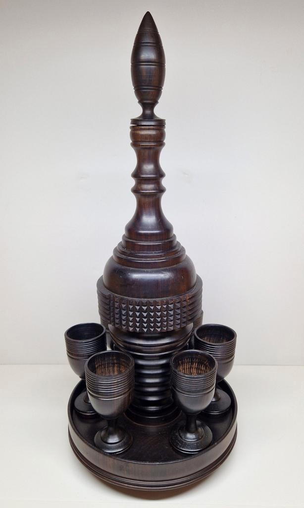 Ebbenhouten likeurstel Zuidoost-Azië eerste helft 20e eeuw., Antiek en Kunst, Curiosa en Brocante, Ophalen of Verzenden