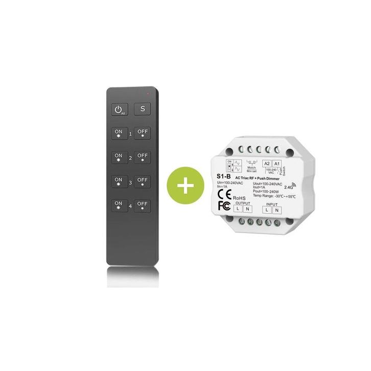 Draadloze Dimmer AC Triac RF - Incl. Afstandsbediening, Doe-het-zelf en Verbouw, Elektra en Kabels, Nieuw, Schakelaar, Ophalen of Verzenden