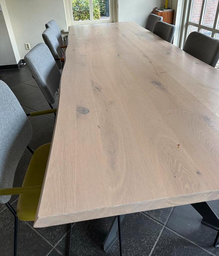 Bert Plantagie Tafel (Bixx) + 8 Stoelen (Kiko), Huis en Inrichting, Complete eetkamers, Gebruikt, 8 stoelen of meer, Ophalen