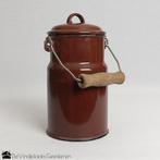 Vintage bruine emaille melkbus, Antiek en Kunst, Curiosa en Brocante, Ophalen of Verzenden