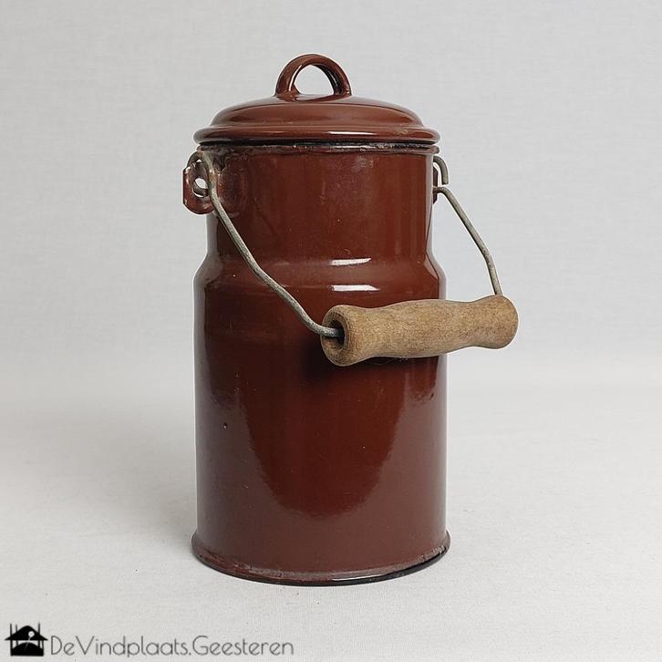 Vintage bruine emaille melkbus, Antiek en Kunst, Curiosa en Brocante, Ophalen of Verzenden