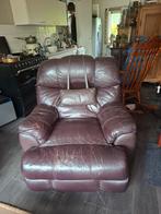 Leren fauteuil met verstelbare voetensteun, Huis en Inrichting, Fauteuils, Ophalen, Gebruikt, 75 tot 100 cm