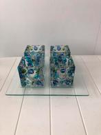 Glazen bord met 4 waxine/kaarsjes houders, Ophalen of Verzenden, Zo goed als nieuw