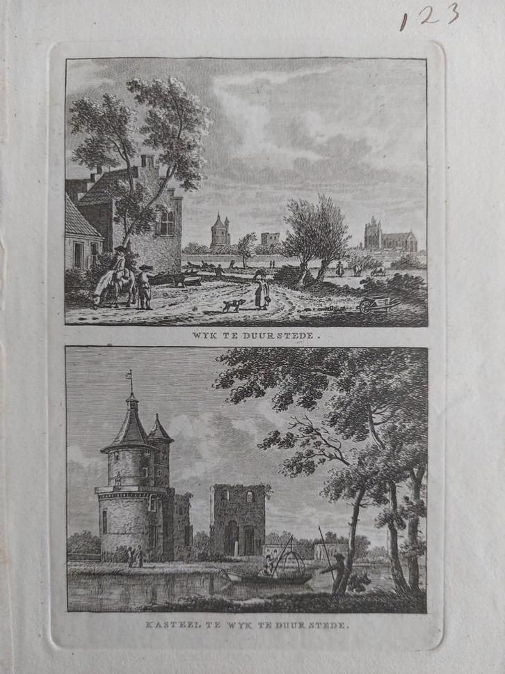 207-208 / Kasteel stad  Wyk by Duurstede Wijk bij Duurstede, Antiek en Kunst, Kunst | Etsen en Gravures, Ophalen of Verzenden