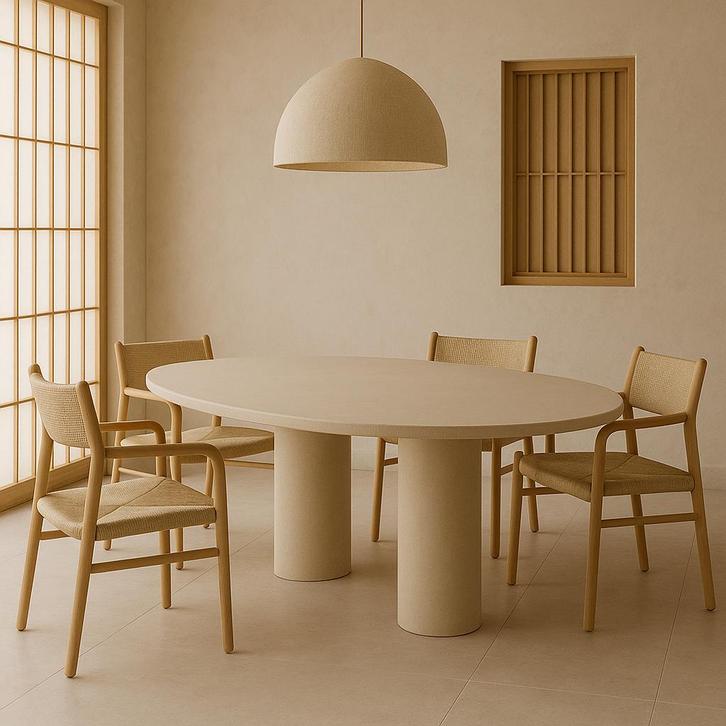 Eettafel ovale vorm beton ciré - binnekort beschikbaar, Huis en Inrichting, Tafels | Eettafels, Nieuw, 50 tot 100 cm, 200 cm of meer