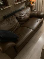 Bruine leren banken - comfortabel en stijlvol, Huis en Inrichting, Ophalen, Gebruikt, Rechte bank, 200 tot 250 cm