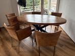 Eettafel met 5 stoelen. Samen of apart te koop., Huis en Inrichting, Tafels | Eettafels, Ophalen, Zo goed als nieuw, Ovaal, 50 tot 100 cm