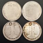 4x Zilveren 10 Euro Munt Beatrix, Postzegels en Munten, Munten | Nederland, Setje, Koningin Beatrix, Zilver, Euro's