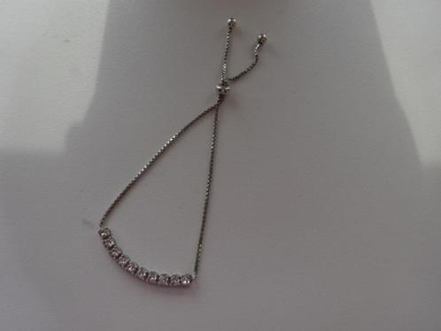 Sliding armband met zirkonia's / zilver / in perfecte staat, Sieraden, Tassen en Uiterlijk, Armbanden, Nieuw, Zilver, Zilver, Ophalen of Verzenden