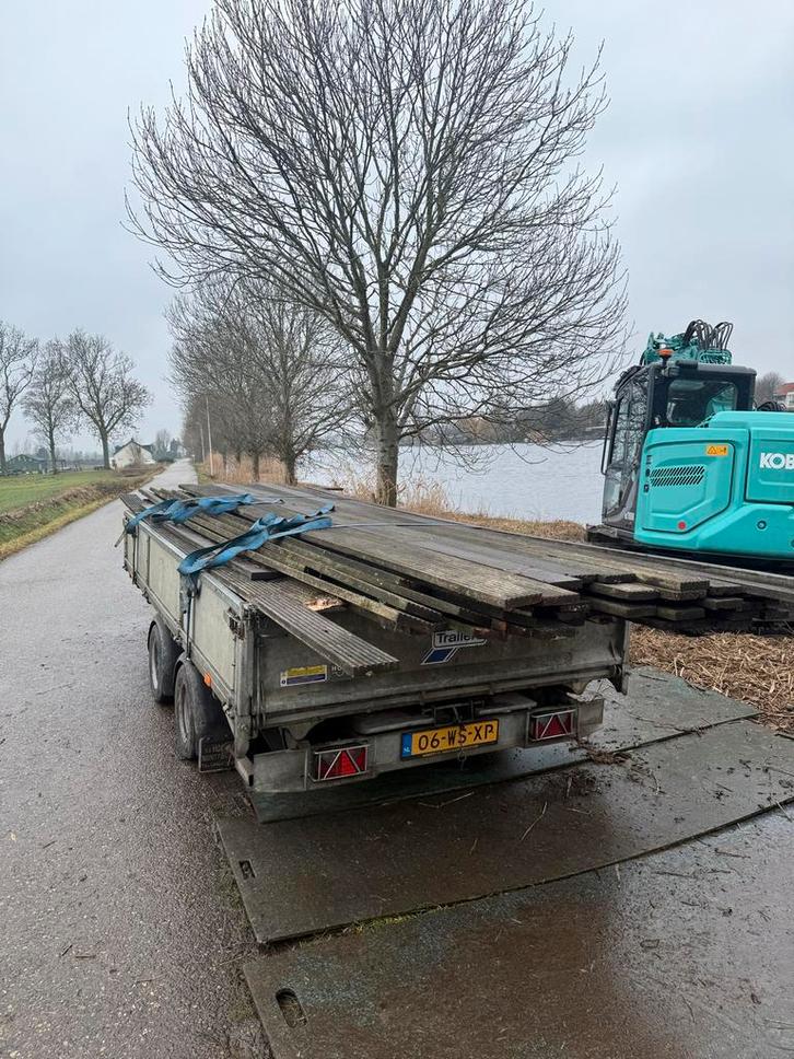 Hardhouten Planken - Gebruikt, Tuin en Terras, Palen, Balken en Planken, Gebruikt, Planken, 250 cm of meer, Hardhout, Ophalen of Verzenden