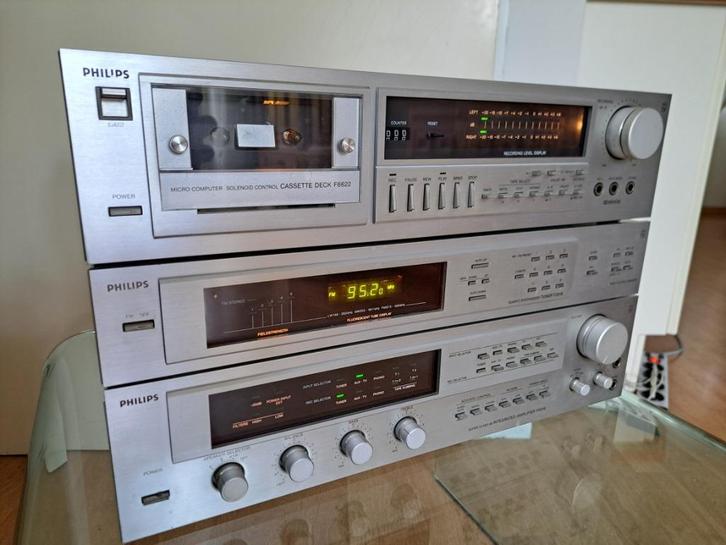 Vintage Philips F4516 versterker/F6622 cassettedeck (Defect), Audio, Tv en Foto, Stereo-sets, Gebruikt, Cassettedeck, Tuner of Radio