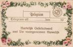 RELIEF GOUDOPDRUK TELEGRAM JAREN 30 ZEER MOOIE KAART KL153, Ophalen of Verzenden, 1920 tot 1940, Ongelopen, Feest(dag)