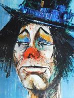 Clown au Chapeau et Marguerite, 1968, Ophalen of Verzenden, Minder dan 50 cm, Schilderij, 50 tot 75 cm