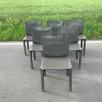 6 Cassina Cab 412 stoelen stoel grijs leer vintage design, Huis en Inrichting, Stoelen, Grijs, Leer, Ophalen