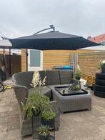Luxe Hoeklounge met Verstelbare Rugleuning en hoocker, Ophalen, Loungeset, Wicker, 8 zitplaatsen