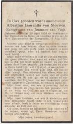 Albertina L. van Sleuwen 1904 Volkel + 1955 Uden, 51 jaar, Verzenden, Bidprentje