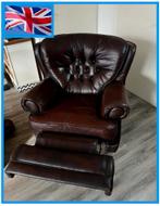 Chesterfield 🇬🇧 relax original bruin leer, Huis en Inrichting, Fauteuils, Gebruikt, Leer, Retro, mancave, vintage, hotel chique