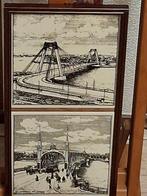 Vintage Brug Schilderij oude en nieuwe willemsbrug rotterdam, Ophalen