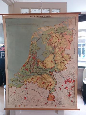 landkaart nederland vintage schoolkaart beschikbaar voor biedingen