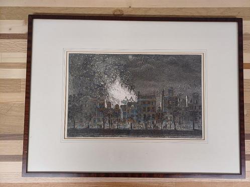Print van Cornelis Bogerts - Brand Schouwburg Amsterdam, Antiek en Kunst, Kunst | Schilderijen | Klassiek, Ophalen of Verzenden