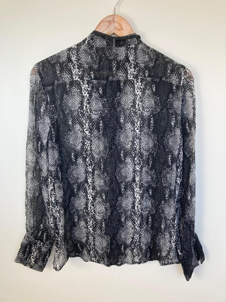 Expresso zwart witte chiffonblouse strik slangenprint mt 36, EPR Online B.V., Expresso, Zwart, Jozefstraat v/h Molenpoort 29 2611 GE Delft