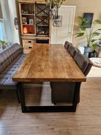 Mooie eettafel van mangohout en metaal, Huis en Inrichting, Complete inboedels, Ophalen