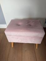 Leuk opbergbankje / poef roze, Minder dan 50 cm, Gebruikt, Vierkant, Minder dan 50 cm