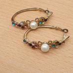 Mooie grote creolen met gekleurde strass en parels, Sieraden, Tassen en Uiterlijk, Oorbellen, Overige materialen, Hangers, Nieuw