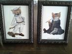 4 brocante schilderijtjes, Ophalen of Verzenden