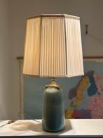 Vintage Vaaslamp met Stoffen Kap, Ophalen of Verzenden, Gebruikt, Glas, 75 cm of meer