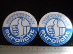 2x sticker eurolicht naarden logo energiebesparend vintage, Bedrijf of Vereniging, Zo goed als nieuw, Verzenden