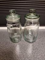 2 voorraadpotten 1 liter glas., Ophalen of Verzenden, Zo goed als nieuw, Glas, Pot, Bus of Blik